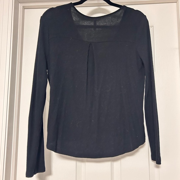 Black ribbed wrap style long sleeve - Picture 2 of 8